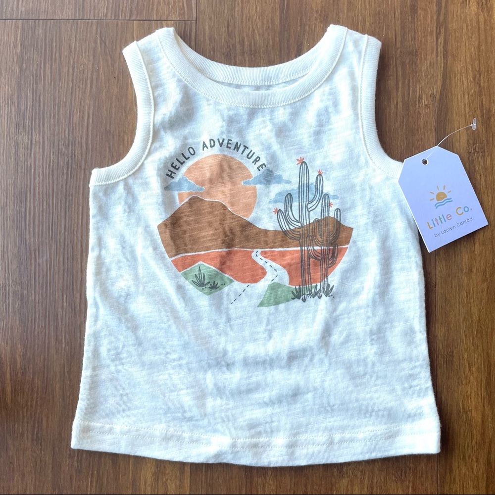 Little co Hello Adventure Desert Neutral Cactus 3-6 mo Baby Tank Top Laur Conrad